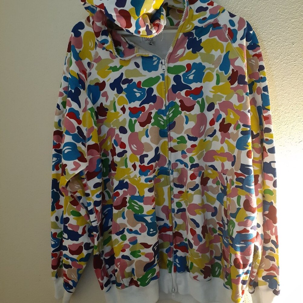 Bape Hoodie Cotton Candy A Bathing Ape Hoodie Multi Camo Og Hoody vintage  Nigo